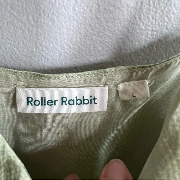 Roller Rabbit Quinn Silk Midi Dress Large Sage Green NEW - Picture 9 of 14